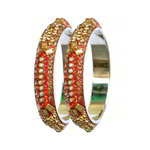 *Бордовый латунный индийский браслет с искусственными камнями