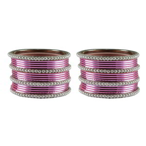 Розовый латунный индийский браслет с перламутровыми бусинками