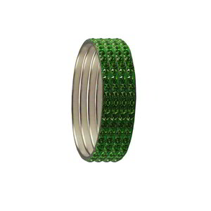 Зелёный и золотой латунный индийский браслет со стразами