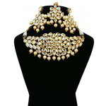 *Молочные и золотые индийское украшение на шею со стразами, искусственными камнями