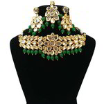 *Зелёные и золотые индийское украшение на шею со стразами, искусственными камнями
