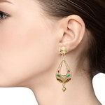 *Бордовые и красные латунные индийские серьги с бисером