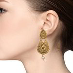 *Золотые латунные индийские серьги с бисером