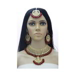 *Бордовые, золотые и красные индийское украшение на шею с искусственными камнями, перламутровыми бусинками