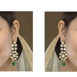 *Молочные и золотые индийские серьги со стразами, искусственными камнями