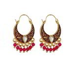 *Бордовые, золотые и красные латунные индийские серьги с бисером
