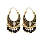 *Чёрные, золотые и серые латунные индийские серьги с бисером