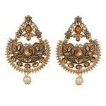 *Бежевые, коричневые и золотые латунные индийские серьги с бисером, перламутровыми бусинками