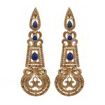 *Золотые и синие латунные индийские серьги со стразами