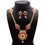 *Бордовые, золотые и красные индийское украшение на шею с искусственными камнями
