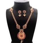 *Бордовые, золотые и красные индийское украшение на шею с искусственными камнями