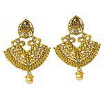 *Бежевые, коричневые и золотые латунные индийские серьги со стразами