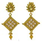 *Молочные и золотые латунные индийские серьги со стразами