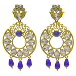 *Молочные и золотые латунные индийские серьги со стразами