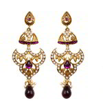 *Разноцветные и золотые латунные индийские серьги со стразами