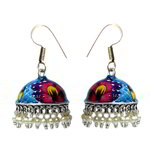 *Молочные, серебристые и цвета меди медные индийские серьги с бисером