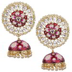 *Молочные и золотые индийские серьги из латуни со стразами