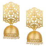 *Молочные и золотые латунные индийские серьги со стразами