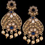 *Золотые латунные индийские серьги со стразами