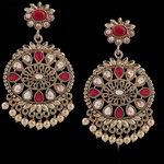 *Коричневые и золотые латунные индийские серьги со стразами, перламутровыми бусинками