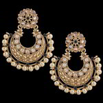 *Золотые и серые латунные индийские серьги со стразами, перламутровыми бусинками