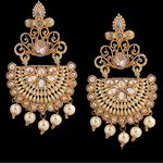 *Коричневые и золотые латунные индийские серьги со стразами, перламутровыми бусинками