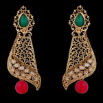 *Золотые латунные индийские серьги со стразами