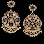 *Золотые латунные индийские серьги с перламутровыми бусинками