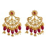 *Золотые латунные индийские серьги с искусственными камнями
