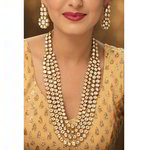 *Молочные и золотые индийское украшение на шею со стразами, искусственными камнями