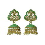 *Золотые латунные индийские серьги с искусственными камнями, перламутровыми бусинками