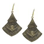 *Золотые латунные индийские серьги с перламутровыми бусинками