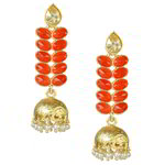 *Бордовые и золотые латунные индийские серьги со стразами, искусственными камнями