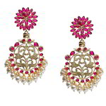 *Золотые индийские серьги из латуни с перламутровыми бусинками