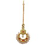 *Бордовое, цвета меди и золотое медное индийское украшение на голову (манг-тика) с искусственными камнями