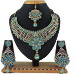 *Молочные и золотые индийское украшение на шею со стразами