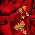 *Золотое и серое индийское свадебное украшение (мангалсутра) с перламутровыми бусинками