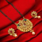 *Золотое и серое индийское свадебное украшение (мангалсутра) со стразами, перламутровыми бусинками