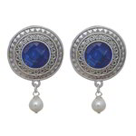 *Серебристые индийские серьги из латуни с искусственными камнями