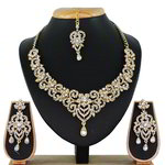 *Молочные и золотые индийское украшение на шею со стразами