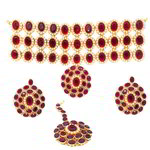 *Бордовые и золотые индийское украшение на шею из меди со стразами, искусственными камнями