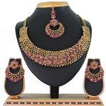 *Коричневые и золотые индийское украшение на шею со стразами