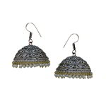 *Серебристые латунные индийские серьги с перламутровыми бусинками