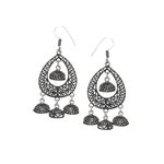 *Серебристые латунные индийские серьги с бисером