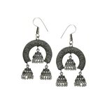 *Серебристые латунные индийские серьги с бисером