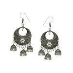 *Серебристые латунные индийские серьги с бисером