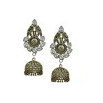 *Молочные и золотые латунные индийские серьги со стразами