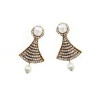 *Молочные и золотые латунные индийские серьги со стразами, перламутровыми бусинками