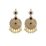 *Золотые латунные индийские серьги со стразами, перламутровыми бусинками