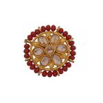 *Бордовое и золотое латунное женское индийское кольцо со стразами